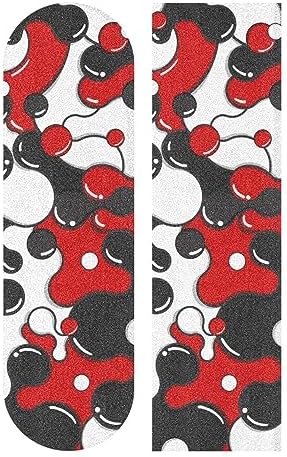 Black Red White Grip Tape Anime Cool Geometric Japanese Skateboard Grip Tape 33x9 inch Non-Slip Sandpaper Tape, Grip Tape for Skateboard Longboard Roller Board Stair Treads