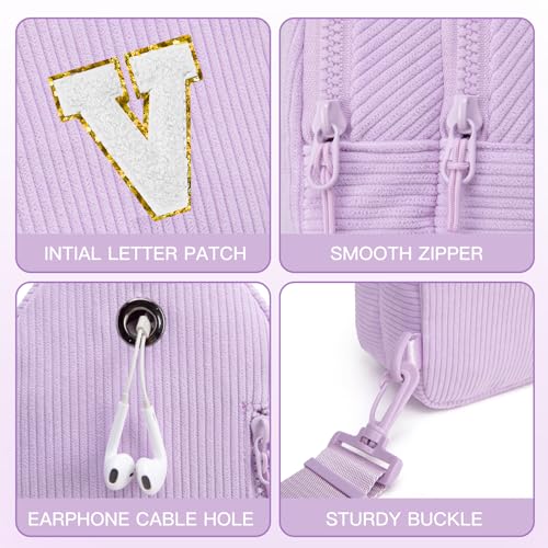 Image of Viverte Small Corduroy Sling Bag Initial Crossbody Bag Fanny Pack for Girls Personalized Birthday Gifts for Teen Girls Gifts