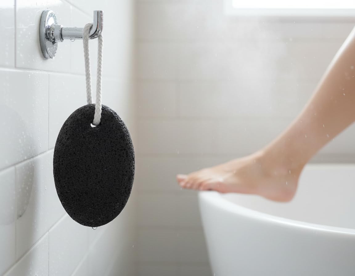 Depurador de pies y manos con piedra pómez, removedor de callos de piedra de lava natural negra, exfoliación de pies, exfoliante de manos, herramienta de pedicura y removedor de piel seca, promueve un