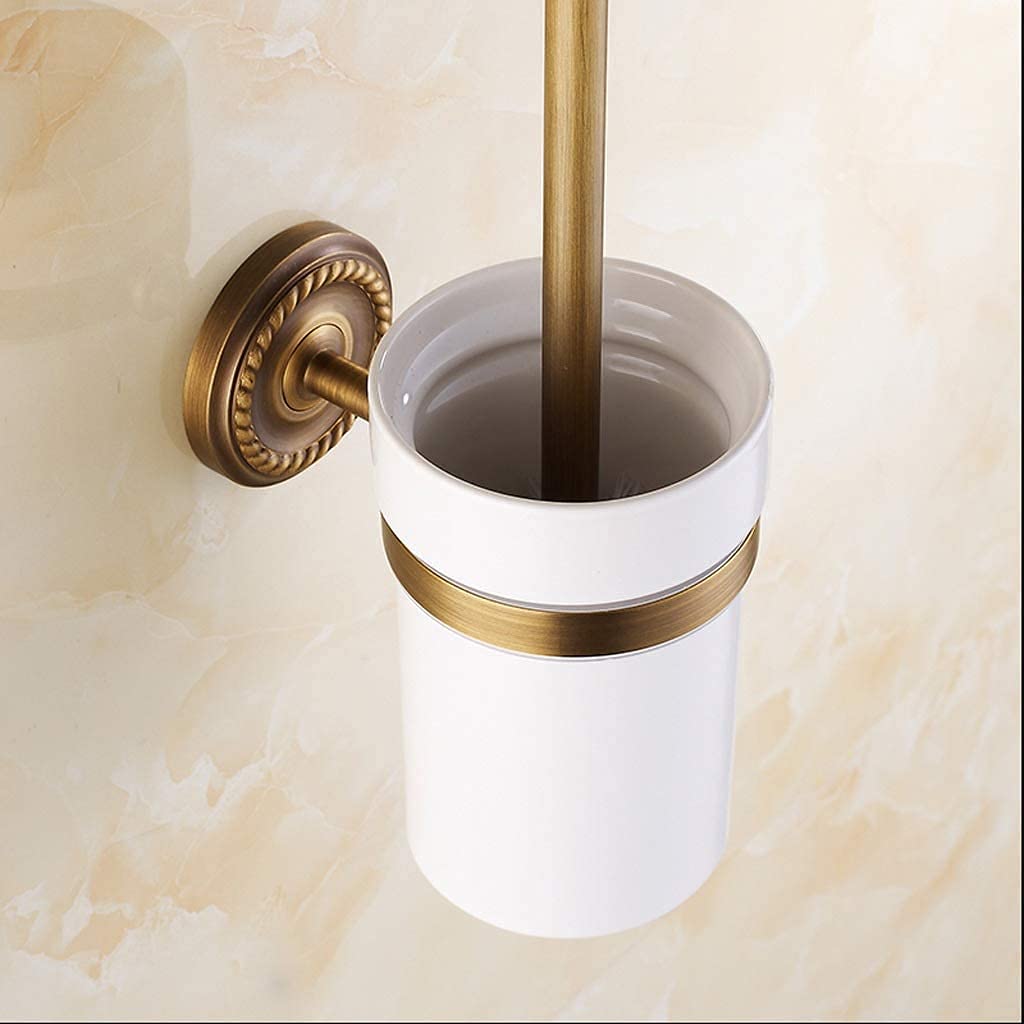 Set di scopini per WC, scopino per WC a Parete con Supporto in Ceramica, Manico Comodo e Resistente con Design Antiscivolo, scopino per Tazza del WC, Supporto antigoccia Facile da installare