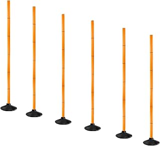6 FT Agility Poles 4/6-Pack with Rubber Bases | Ideal for speed training, soccer, basketball, footwork drills and pet agility training(Yellow/Orange)