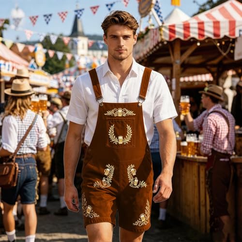 Pantalones casuales con tirantes para hombre con estampado de festival de verano en color negro 2