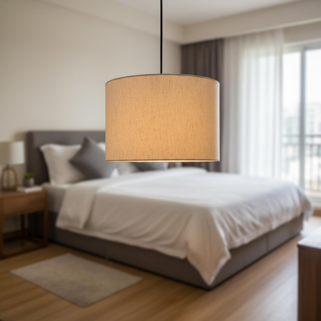 Unique Hanging Light, 12" Inches Flex Color Hanging Drum Lamp Shade, Decorative Light for Living Room, Home, Bedroom, Home Décor Lightning/Silver Canopy-picture-35