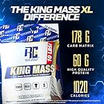 Ronnie Coleman Signature Series King Mass XL Mass Gainer Protein Powder – Vanilla Ice Cream Weight Gainer with 60g Protein, 180g Carbohydrates, 1,000+ Calories, Creatine & Glutamine – 10 Pound - Image 2
