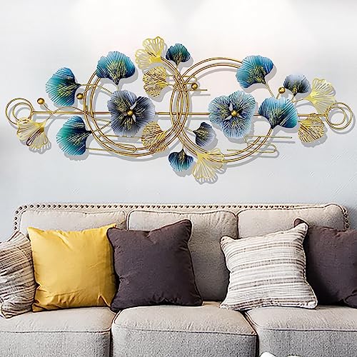 Metal Wall Art, Gold Wall Decor Ginkgo Leaf Wall Art Decor For Living Room 51" × 17" 3D Modern Wall Art For Bedroom, Dining Room, Kitchen, Office, Wall Decorations Wall Sculptures (Ginkgo Biloba) #TOP4