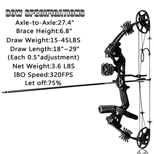 image for PANDARUS Compound Bow Set 15-45lbs for Pull Beginner and Teens Right H