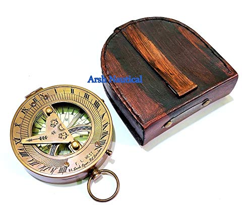 Brújula magnética de latón vintage con estuche de cuero miniatura 4