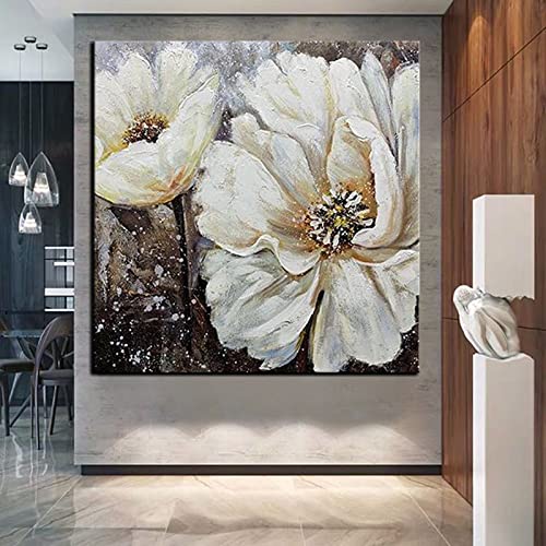 Tableau floral abstrait rétro grand format pour salon chaleureux - 2