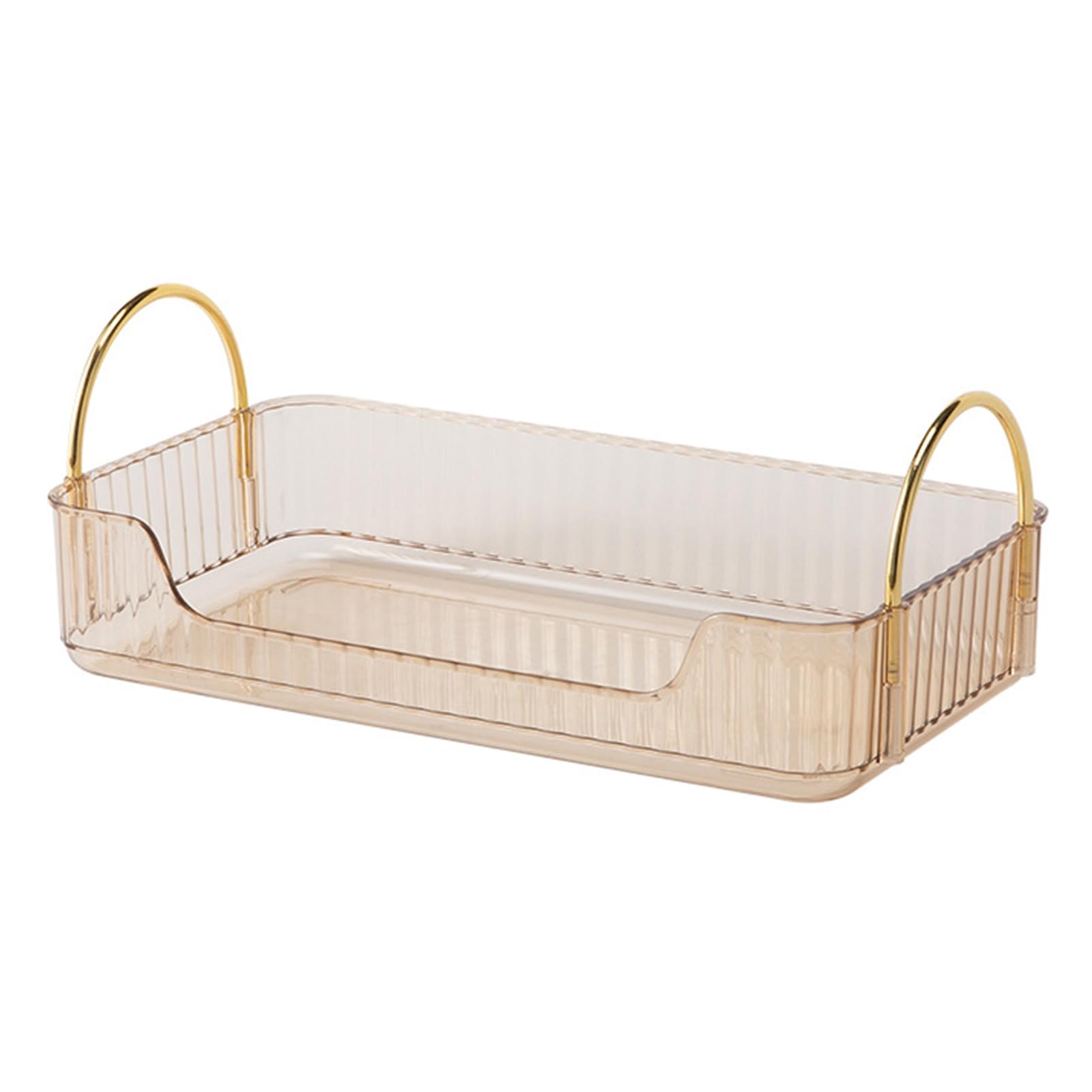 Smbcgdm Makeup Organiser Tray Large Capacity Makeup Organizer Makeup Storage Tray Large Capacity Bathroom Organizer Tray with Metal Handle Countertop Organizer Cosmetics Container Tray Golden