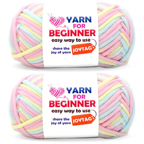 Image of 2 * 50g Rainbow Beginner Crochet Yarn for Crocheting and Knitting Multicolor Cotton Crochet Yarn for Beginners(Yellow Pink Blue)