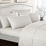 Chic Home Ayala 4 Piece Set Super Soft Two-Tone Diamond Print Geometric Pattern Deep Pocket Design – Includes Flat & Fitted Sheets and Bonus Pillowcases, Twin, Beige