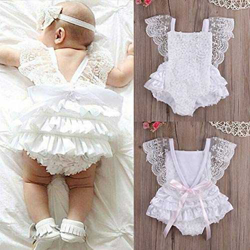 Mlpeerw Newborn Baby Girl Cake Smash Outfit One Piece Lace Sleeveless Backless Tutu Bodysuit Romper Clothes 3-6 Months thumb #1