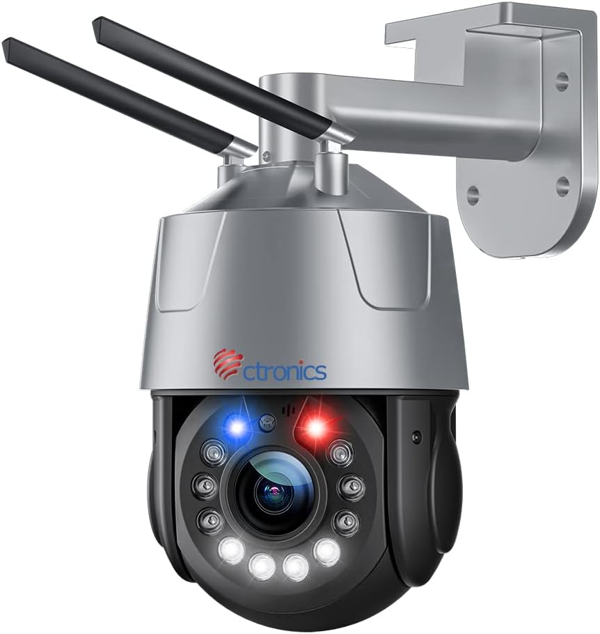 Caméra De Surveillance PTZ WiFi 4K 8MP Extérieure - IP66, Vision Nocturne, Audio, Détection De Mouvement