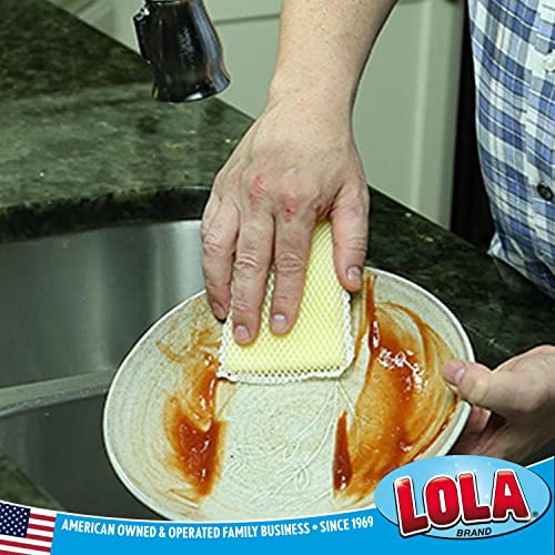 Image of LOLA Nylon Netting Sponge Cleaning Scrubber Pad, 12 Pack, Non Scratch, Safe on Non-Stick Surfaces Coated Cookware & Dishes - Gentle Effective Cleaning