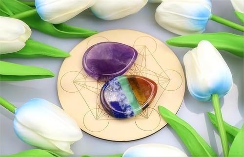 Miniatura 5 de QINJIEJIE Piedras de preocupación para el pulgar para la ansiedad, amatista, chakras, piedras curativas, cristales curativos, gotas de agua,