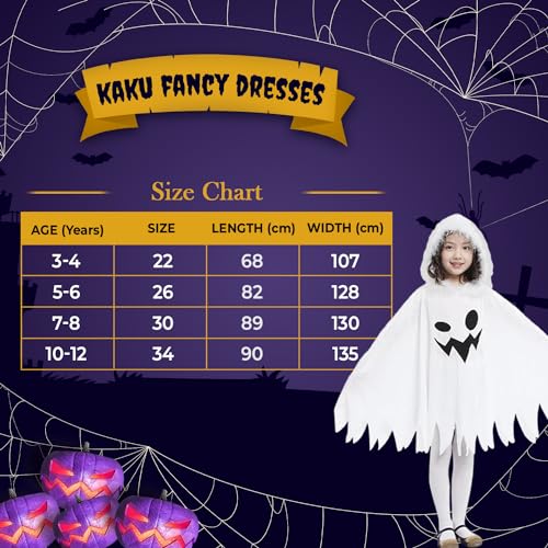 Image of Kaku Fancy Dresses Cotton Halloween White Cloak for Kids Scary Halloween Dress White Cloak for Kids - 10-12 Years