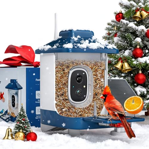 Bird Feeder with Camera, AI Bird Identification, Full HD Live Video, Solar Powered, 2.4Ghz WiFi, Nstant Arrival Alerts – White Elephant Gifts