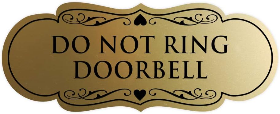 Signs ByLITA Designer Do Not Ring Doorbell Sign (Brushed Gold, S)