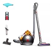 Big Ball Turbinehead Canister Vacuum Cleaner, Strong Suction, HEPA Filter, Pro Bagless, Self-Adjusting Cleaner Head, Large bin,Yellow/Iron, with 5AVE Microfiber Cloth