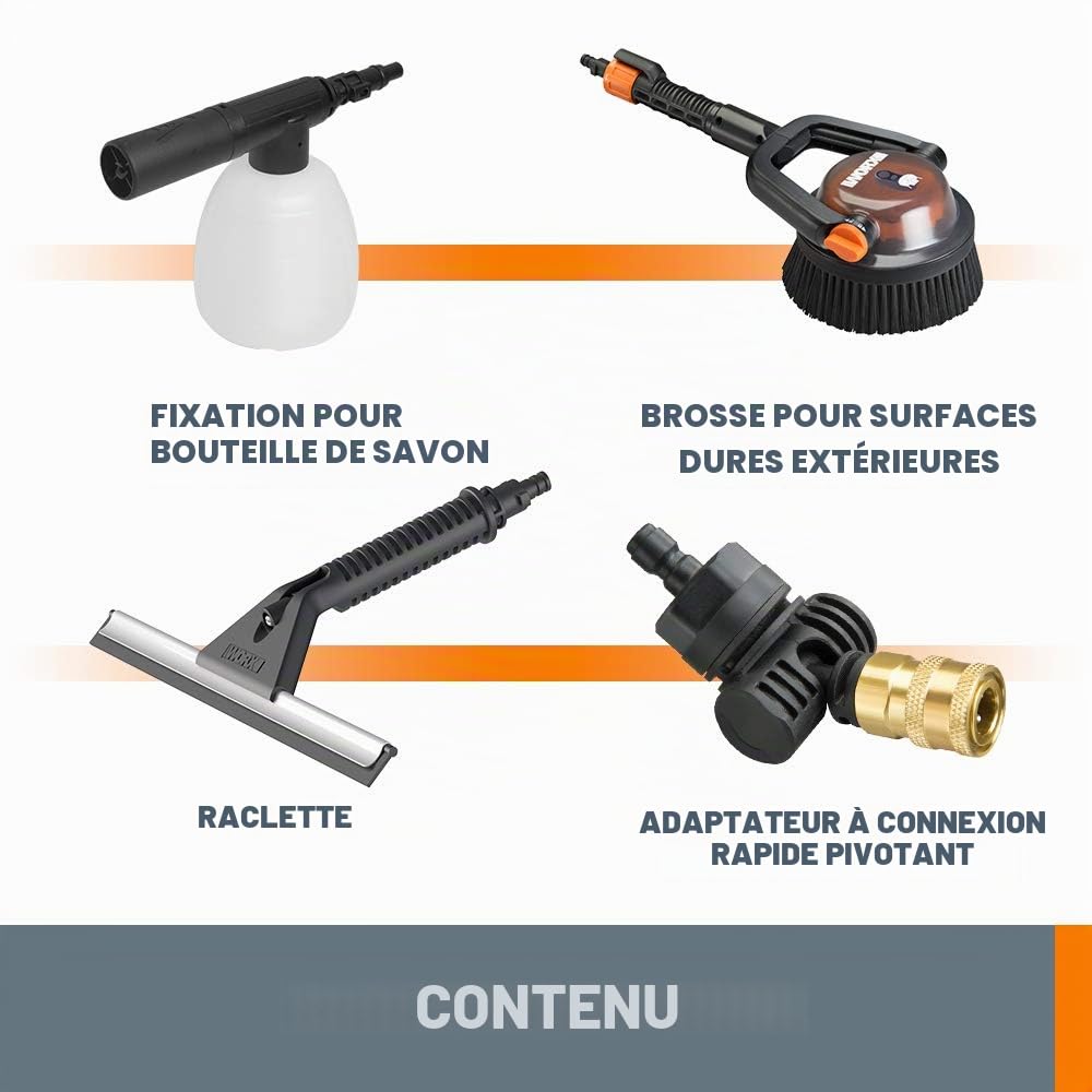 WORX Hydroshot Deluxe WA4072 kit d'accessoires de Nettoyage
