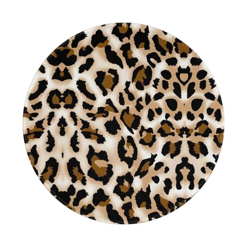 PHAYAH Tapis de souris de jeu rond motif léopard 20 x 20 cm avec bords cousus - Tapis de souris pliable pour ordinateur portable