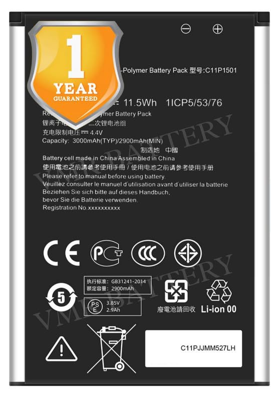 Image of Original C11P1501 Battery Compatible for Asus Zenfone 2 Laser (ZE550KL, ZE551KL, ZE600KL, ZE601KL, Z00LD, Z00LDD, Z00TD, Z00MD, Z011D, Z011DD) - (3000mAh) - 1 Year Warranty