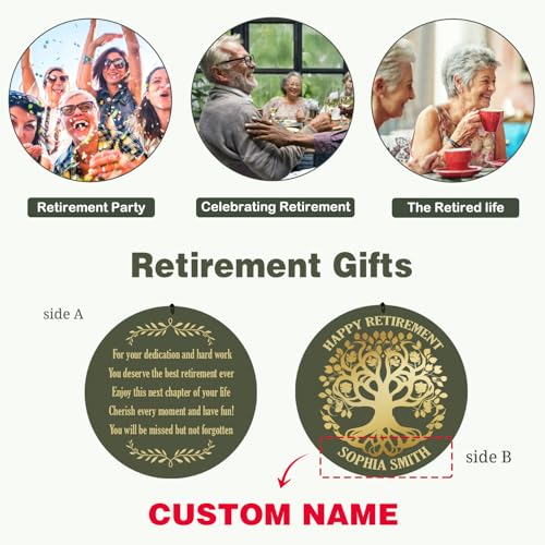 Image of ASTARIN Personalized Happy Retirement Large Wind Chimes, Tree of Life Retirement Wind Spinner Gift for Women /Men Teacher Coworker 2026, Going Away Farewell Gifts