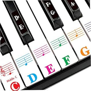 Piano Stickers for 88/61/54/49/37 Key, Piano Keyboard Stickers Full Set for White and Black Keys, Color Bigger Letter-Thinner Transparent Material-Easier Removable with Cleaning Cloth