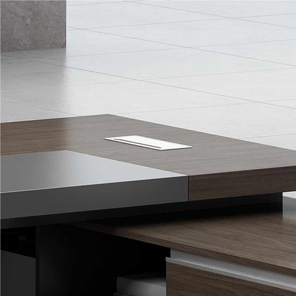 L Shaped Executive Office Desk with Drawers Lateral Cabinet Modern Long Office Workstation for CEO Manager Business Furniture Home Office Table