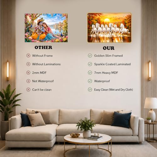 Image of 7 Running Horses Vastu Photo Frame, 16x24 Inch