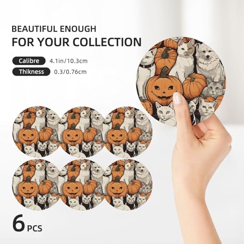 Dessous de verre en céramique lot de 6 avec support absorbants et liège - 4
