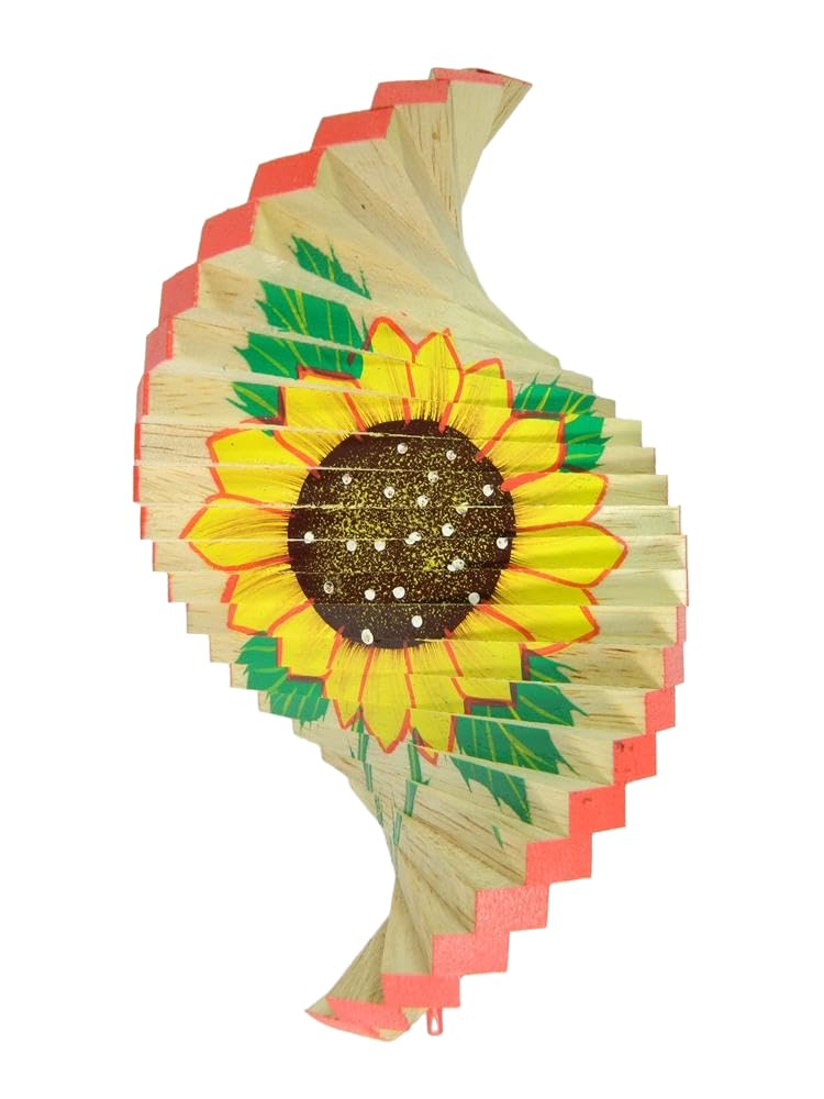 Sunflower Design Wooden Garden Wind Spinner, H40cm - Home & Garden Hanging Ornaments - Customisable Spiral Shape - Handmade Decoration for Outside Areas, Patio & Conservatory