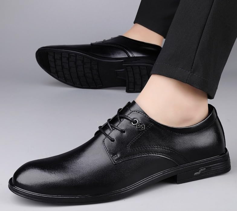 Men's Oxford Dress Shoes Classic Lace-Up Formal Tuxedo Derby Leather Low Heel Business Casual Comfortable Shoes4