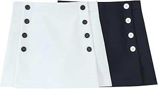 XSFAMGB 2 Piezas de Faldas Cortas de Color con Doble Botonadura for Mujer, Faldas con Cremallera Lateral(M)