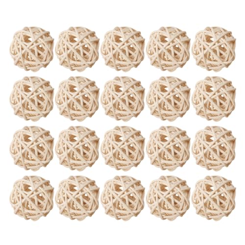 jojofuny 25 Unidades Bolas de Ratán para Aromaterapia, 3 Cm, Color Beige Natural, Accesorio Decorativo Artesanal para Jarrones, Ambientador Natural para Hogar y Oficina