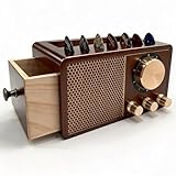 cxtyerak Wooden Guitar Pick Holder for Picks Storage, Retro Radio Design Solid Wood, Compact Portable Organizer for Acoustic/Electric/Classical Guitars,Gift for Guitar Players Guitarists