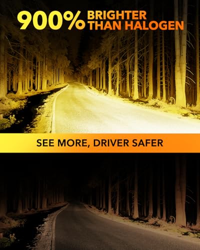 Image of OXILAM H11 /H16 /H8 Yellow LED Fog Light Bulbs, 40000LM 900% Brighter, 5-Min Quick Install, 60,000H Lifespan, IP68, No Flicker, Pack of 2