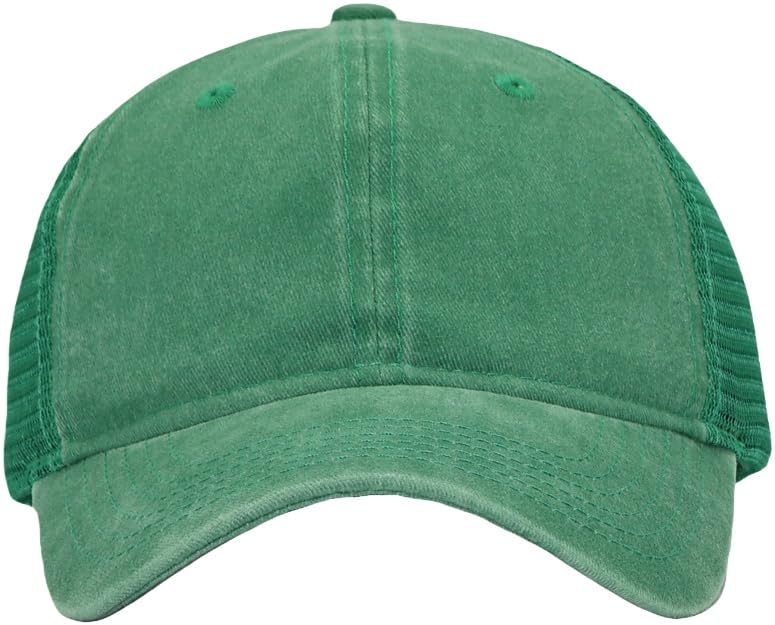 Image of Washed Cotton Trucker Hat, Soft Mesh Baseball Cap with Adjustable Snapback