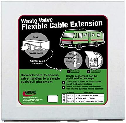 Valterra TC172 72" Flexible Cable Kit with 1-1/2" Valve , Black 1-1/2 Inch