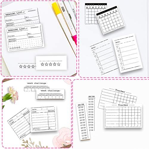 Rancco 18 Pcs Journal Stamps w/Ink Pad, 4 Set Bujo Stamp Calendar Planner Stencil for Journal DIY, to Do List, Tasks, Month Week Dates Organizer, Scrapbooking Craft, Enhance and Simplify Your Planner