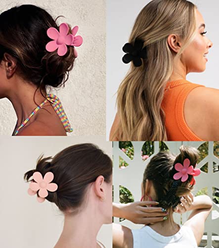 8Pcs Flower Claw Clips Large Hair Jaw Clips For Women Thick Hair Small Flower Hair Claw Clips For Girls Kids Matte Claw Clips Non Slip Strong Hold Hair Barrettes Accessories For Thin/Medium Hair #TOP2