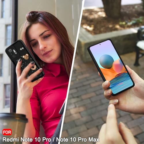 Image of TheGiftKart Back Cover Case for Redmi Note 10 Pro /Pro Max | Cute Fun Cartoon 3D Bear Coffee Case | Full Camera Protection | Shockproof Cover for Redmi Note 10 Pro /Pro Max (Silicone, Black)