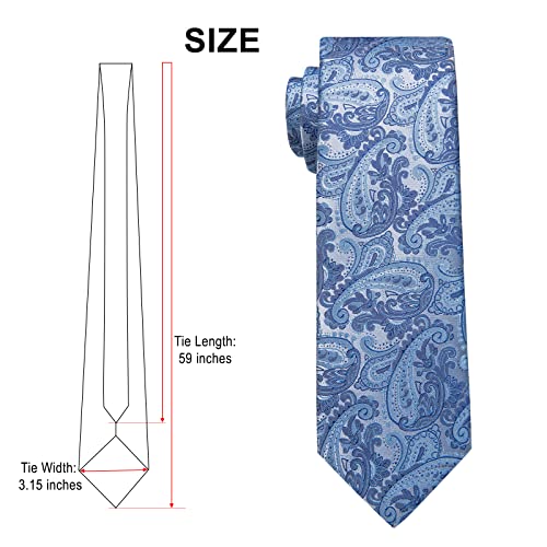 Image of DiBanGu Mens Paisley Tie Set Silk Woven Jacquard Necktie and Pocket Square Cufflinks Gift Set for Wedding Bussiness