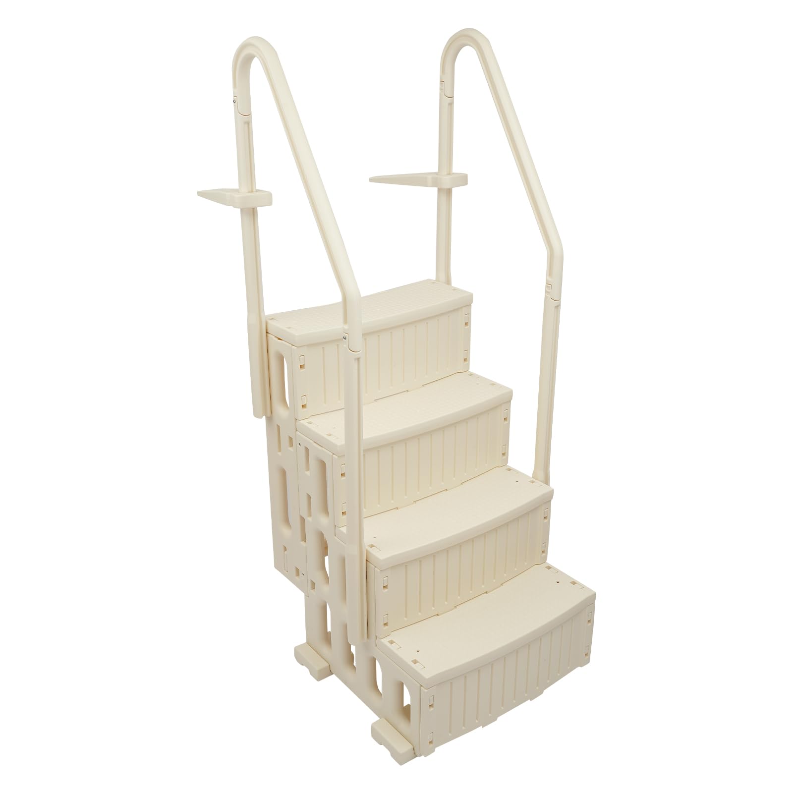 Échelle de piscine avec 2 mains courantes (hauteur réglable), capacité de charge de 181 kg, escalier de piscine en plastique antidérapant en polyéthylène haute densité pour piscines encastrées
