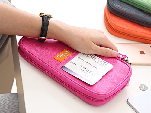 Image of VanFn RFID Travel Passport Wallet, Family Passport Holder, Trip Document Organizer P.Travel Series (Rose Red)