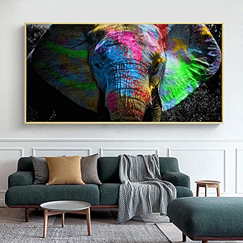Graffiti Art Elephant Canvas Paintings Posters and Prints Colorful Animal Wall Pictures para Kids Room Home decoración de la pared 40x80cm sin marco Cover