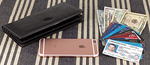 Image of RFID Blocking Mens Genuine leather Bifold Long Wallet