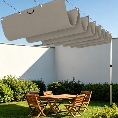 Voiles Solaire avec Oeillets Toile Ombrage Rétractable 2.5x4m