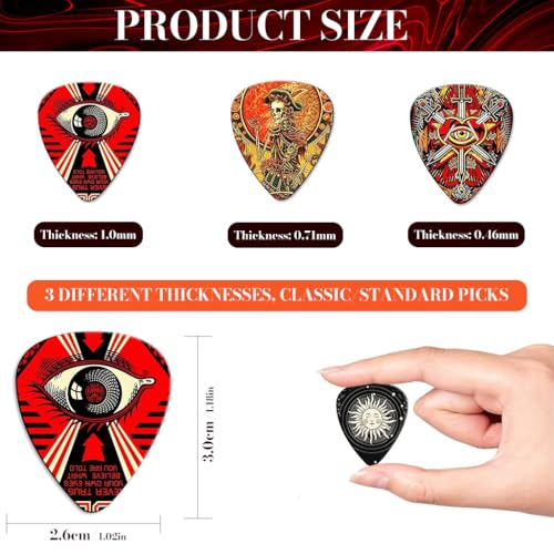 Image of ZIBUYU 12Pcs Guitar Picks PVC Guitar Picks with Thin, Medium & Heavy Picks Rock Aesthetic Pick 0.46mm /0.71mm /1mm (12Pcs Roll)