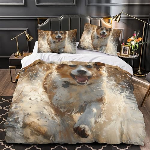 Parure de lit chien 3D en microfibre douce avec zips